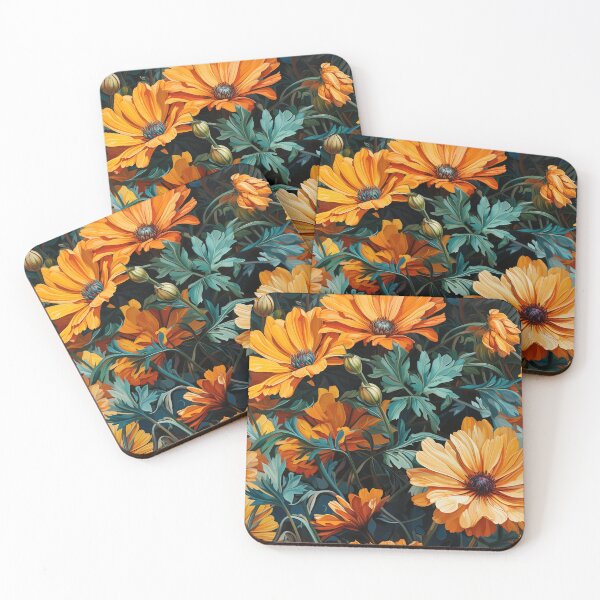 Item preview, Marigold Tile 08: Sun-Kissed Ruffles in a Field of Golden Fire Leafy Thrones designed and sold by TheBrainArt.