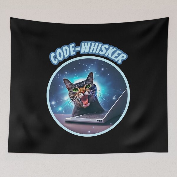 Item preview, Code whisker. Funny cat coding on computer. designed and sold by Unitepeople.