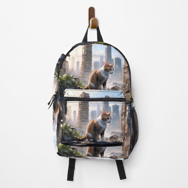 Item preview, A cat against the background of the city ruins designed and sold by M-Y-A-R-T-.