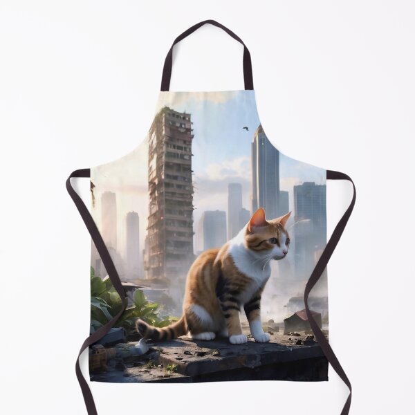 Item preview, A cat against the background of the city ruins designed and sold by M-Y-A-R-T-.