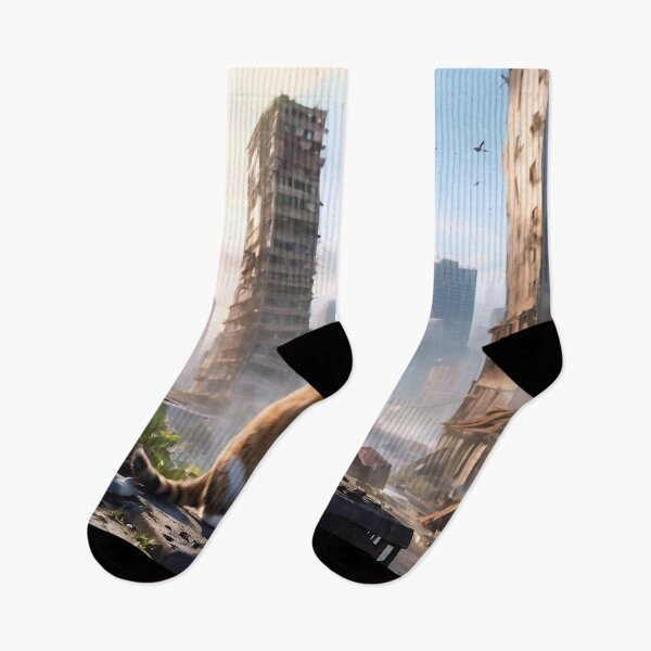 Item preview, A cat against the background of the city ruins designed and sold by M-Y-A-R-T-.