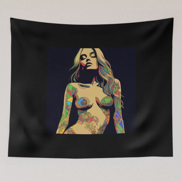 Item preview, Hippie Tattooed Woman Triptych 01 designed and sold by CoolMantras.
