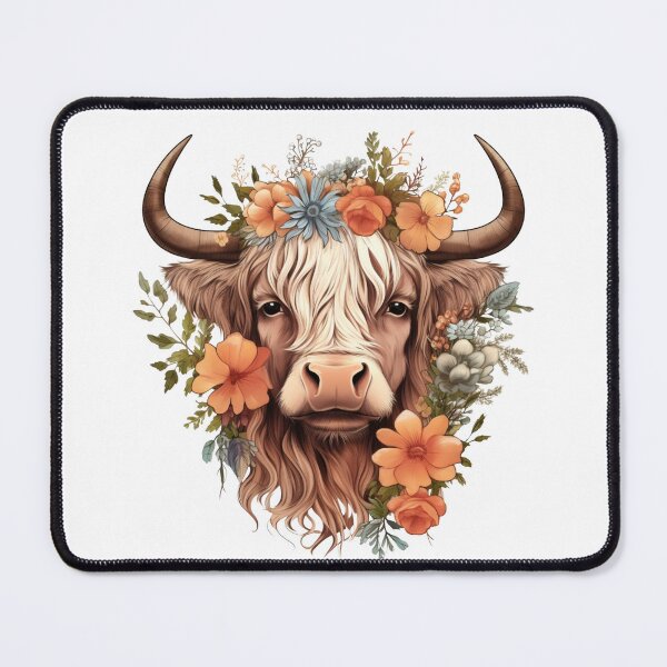 Item preview, Highland Cow with Floral designed and sold by ArtFromBeyond.
