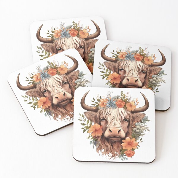 Item preview, Highland Cow with Floral designed and sold by ArtFromBeyond.
