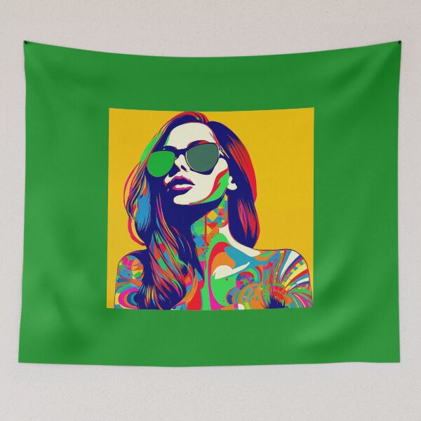Item preview, Abstract Tattooed Woman With Sunglasses designed and sold by CoolMantras.