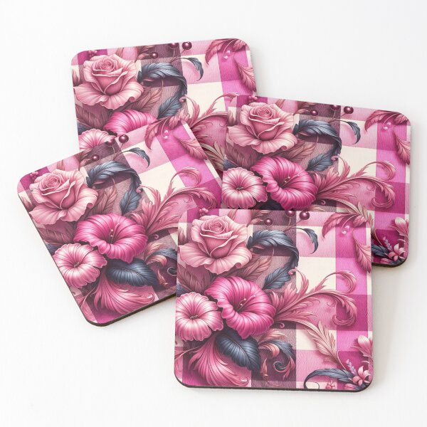 Item preview, Pink And Floral Gingham Pattern designed and sold by mymagicstoreus.