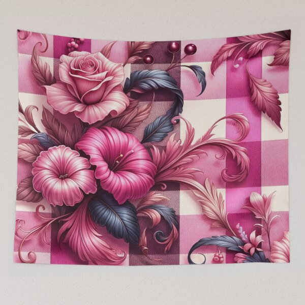 Item preview, Pink And Floral Gingham Pattern designed and sold by mymagicstoreus.