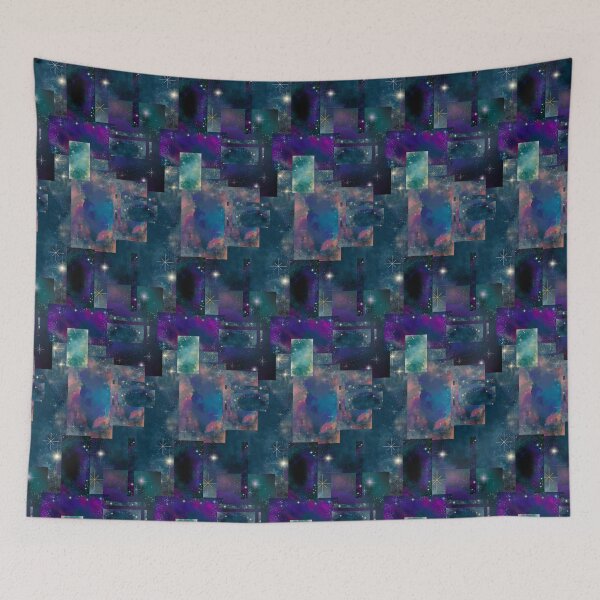 Item preview, Galaxy Scrap Quilt Abstract Art Collage No. 5, Blue Purple Teal designed and sold by Kristi Duggins.