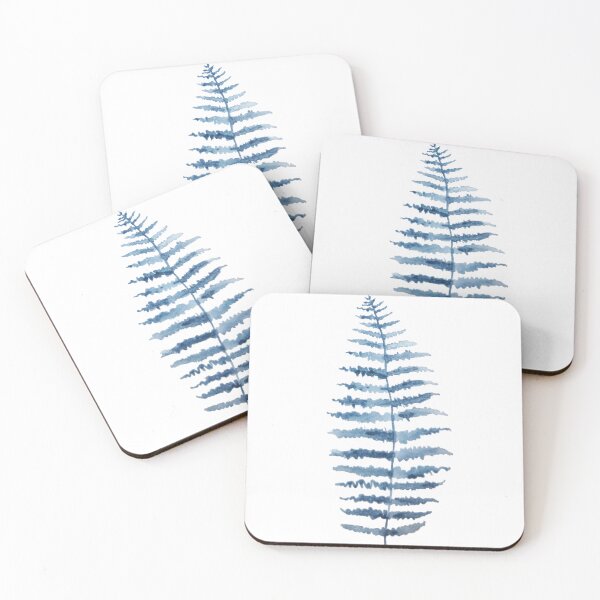 Item preview, 1 indigo ostrich fern watercolor hand painted designed and sold by ColorandColor.