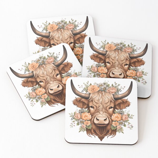 Item preview, Highland Cow with Floral designed and sold by ArtFromBeyond.