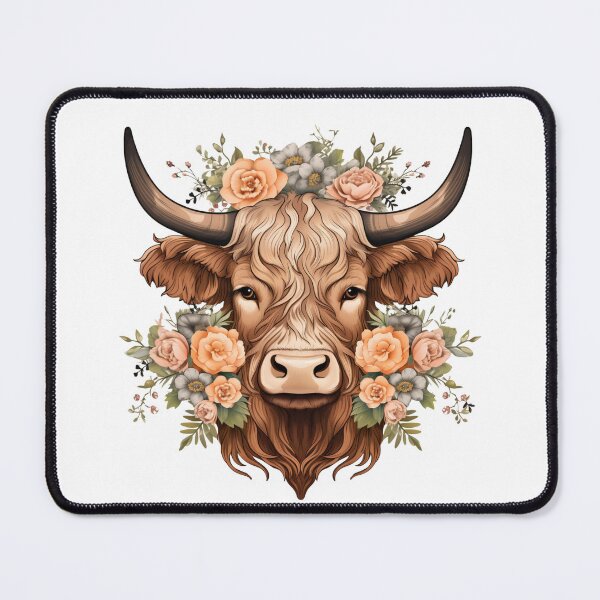 Item preview, Highland Cow with Floral designed and sold by ArtFromBeyond.