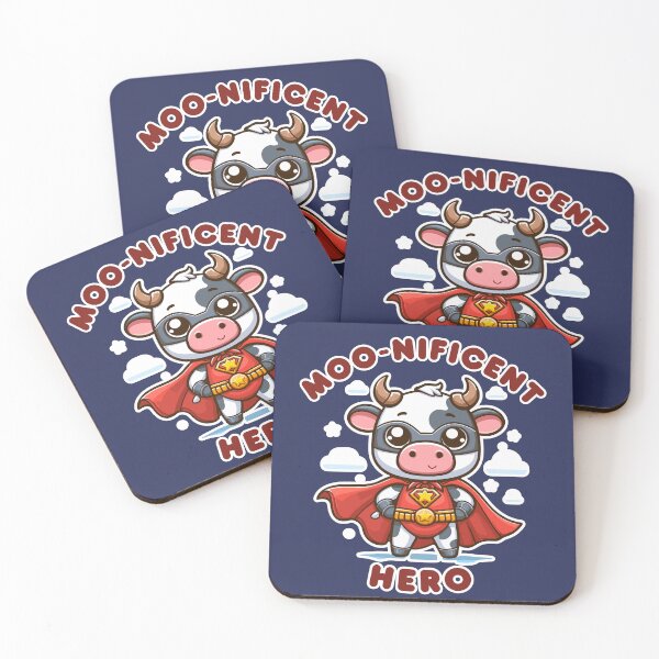 Item preview, Kawaii Cow in Superhero Attire - MOO-nificent Hero designed and sold by GeoArtAdventure.