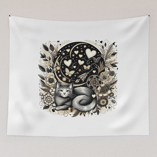 Item preview, Dreaming Cat Art - Black & Gold designed and sold by Tomasz C.