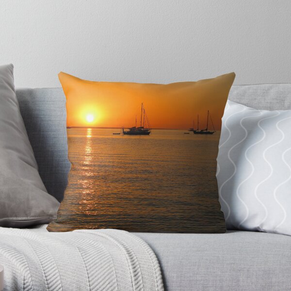 Sailboats at Sunset II Throw Pillow