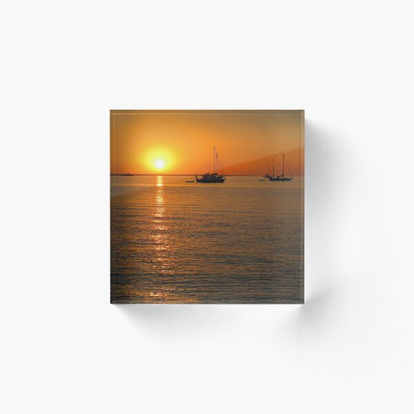 Sailboats at Sunset II Acrylic Block