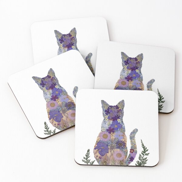Item preview, Purple Cat - Pressed Flower Art designed and sold by suebarell.