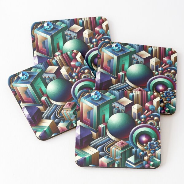 Item preview, Geometric Futuristic Colorful Jewel Cityscape Art designed and sold by mymagicstoreus.