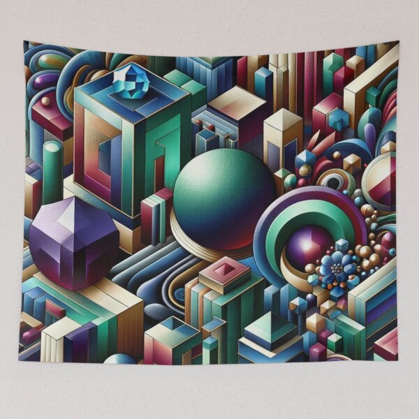 Item preview, Geometric Futuristic Colorful Jewel Cityscape Art designed and sold by mymagicstoreus.