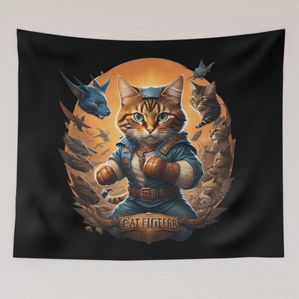 Item preview, Fighter cat posing for a poster designed and sold by cuatrilenio.
