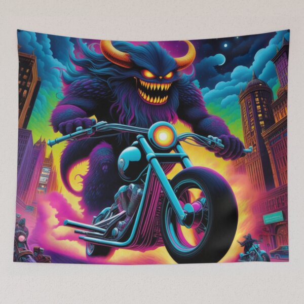 Item preview, Trippy Zombie Monster On Motorcycle designed and sold by TheDarkWardrobe.