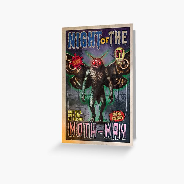 Night of the Moth-man, retro horror Tarjetas de felicitación