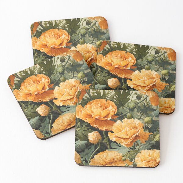 Item preview, Marigold Tile 21: Sun-Kissed Ruffles in a Field of Golden Fire Leafy Thrones designed and sold by TheBrainArt.