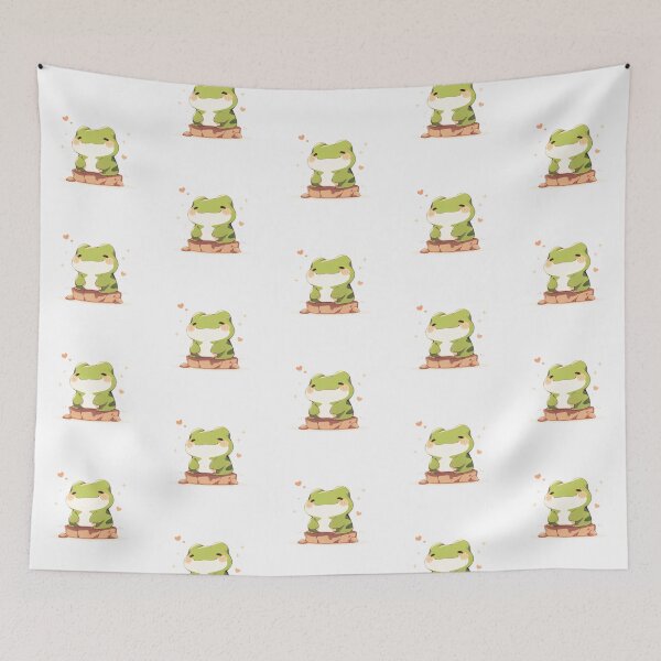 Item preview, Cute Kawaii Happy Frog on a Rock Froggy in Love designed and sold by CozyKawaiiArt.