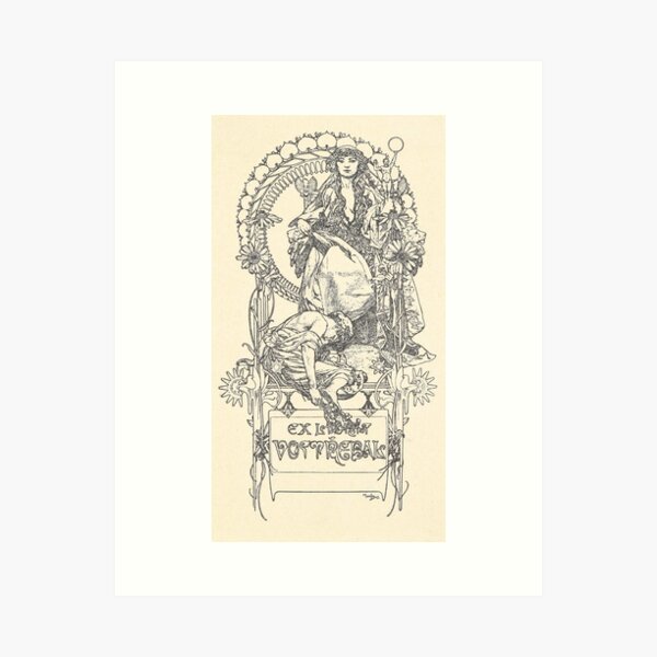 Aperçu de l'œuvre Ex Libris, d'Alphonse Mucha. HAUTE DÉFINITION créée et vendue par MINDTHECHERRY.