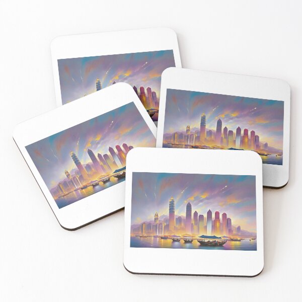 Item preview, Harbor Glow: Fauvist Night Skyline of Hong Kong designed and sold by PanoramaPrints.