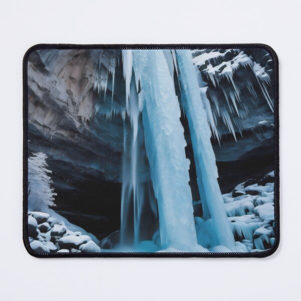 Item preview, Winter's Frosty Symphony: Ice Climbers Conquer the Frozen Waterfall designed and sold by PanoramaPrints.