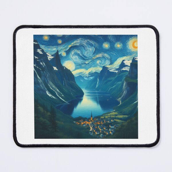 Item preview, Geiranger Fjord, Norway, design in the style of Vincent van Gogh Starry Night designed and sold by CreativeSparkzz.