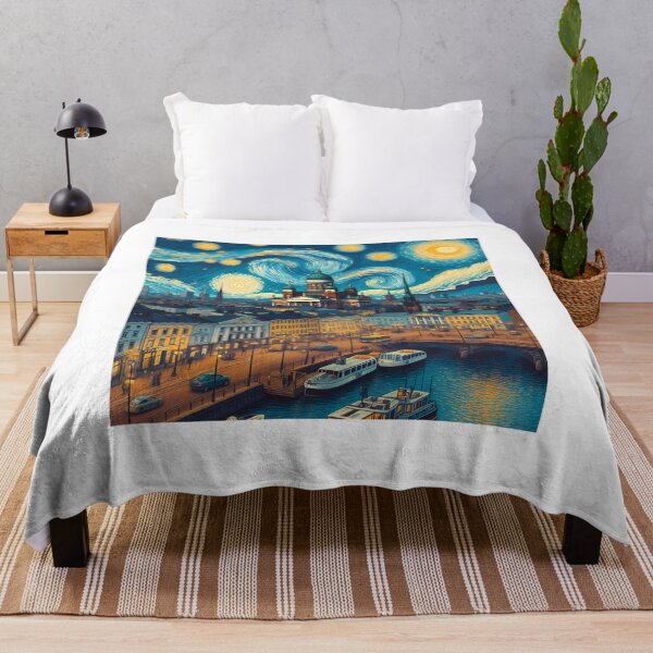 Artikelvorschau, Helsinki, Finnland, Design im Stil von Vincent van Gogh Sternennacht entworfen und verkauft von CreativeSparkzz.