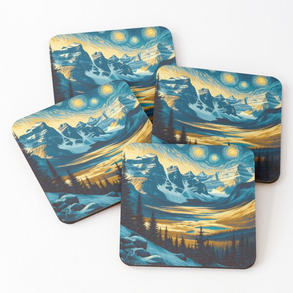 Item preview, Rocky Mountains, USA, design in the style of Vincent van Gogh Starry Night designed and sold by CreativeSparkzz.