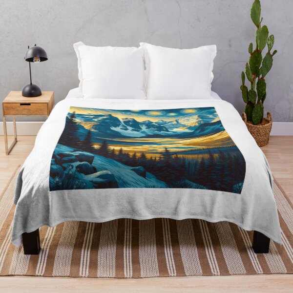 Artikelvorschau, Rocky Mountains, USA, Design im Stil von Vincent van Gogh Sternennacht entworfen und verkauft von CreativeSparkzz.