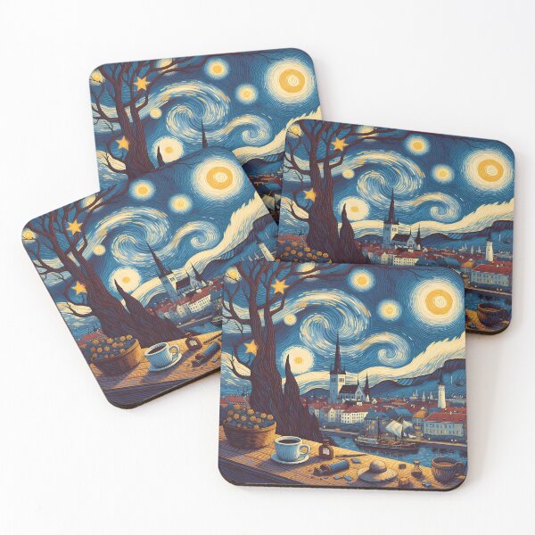Artikelvorschau, Tallinn, Estland, Design im Stil von Vincent van Gogh Sternennacht entworfen und verkauft von CreativeSparkzz.