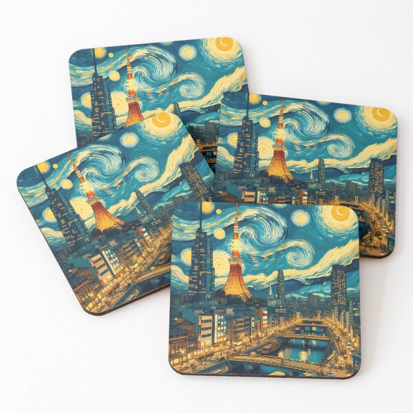 Artikelvorschau, Tokio, Japan, Design im Stil von Vincent van Gogh Sternennacht entworfen und verkauft von CreativeSparkzz.