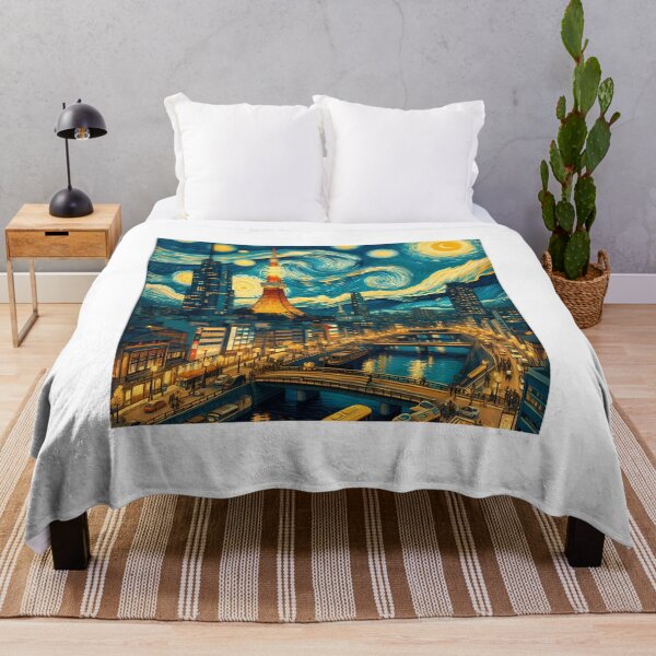 Artikelvorschau, Tokio, Japan, Design im Stil von Vincent van Gogh Sternennacht entworfen und verkauft von CreativeSparkzz.