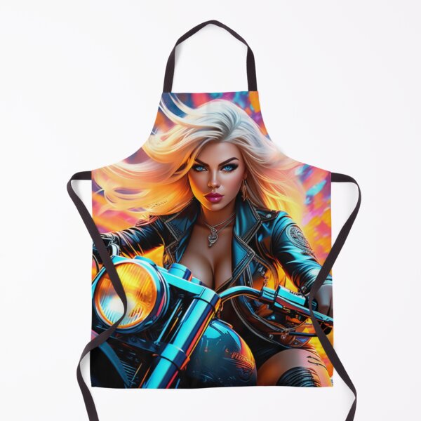 Item preview, Colorful Trippy Art Blonde Biker Gal designed and sold by TheDarkWardrobe.