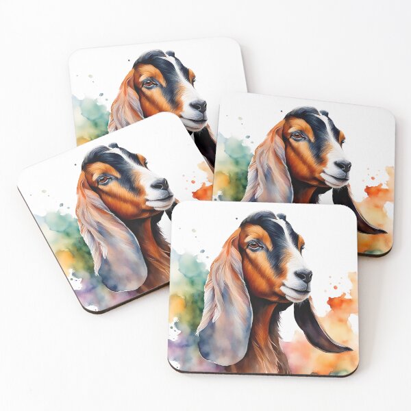 Item preview, Colorful Watercolor Nubian Goat Portrait designed and sold by anyasevchenko.