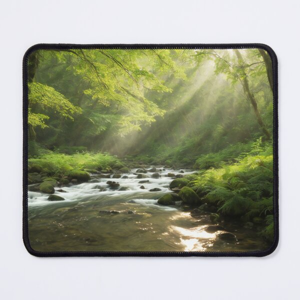 Item preview, Enchanted Morning: Sunbeams Dancing over a Verdant Stream designed and sold by ArtComixHaven.