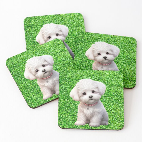 Item preview, Cute dog puppy breed Maltese puppy sits on the grass designed and sold by JaroDesign2023.