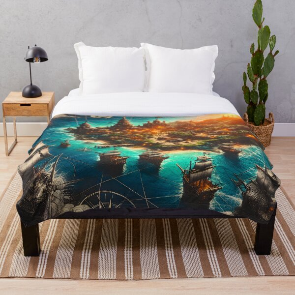 Item preview, ?‍☠️Piracy at Sunset: A Fantasy Nautical Map designed and sold by Aroncross111.