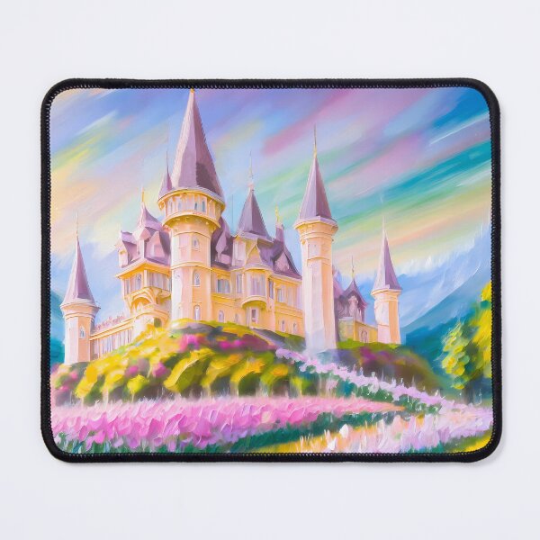 Item preview, Castle Fantasy Landscape Oil Painting In Vibrant Colors designed and sold by LuminanceArt.