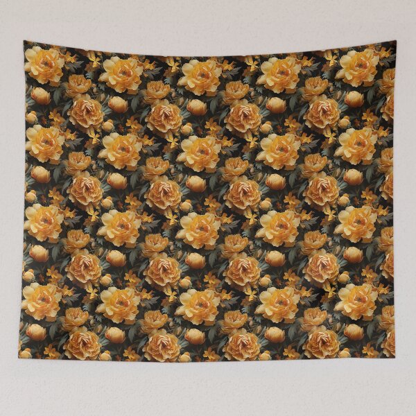 Item preview, Marigold Tile 25: Sun-Kissed Ruffles in a Field of Golden Fire Leafy Thrones designed and sold by TheBrainArt.