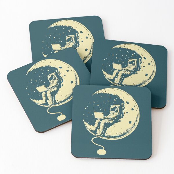 Item preview, Astronaut sitting on crescent moon with laptop designed and sold by KoandZo.