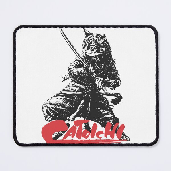 Item preview, Catoichi the Blind Swordsman, Zatoichi Cat, Samurai Cat, Anthropomorphic Cat Samurai, Ominous Looking Samurai Cat Warrior designed and sold by PrintShangri-La.