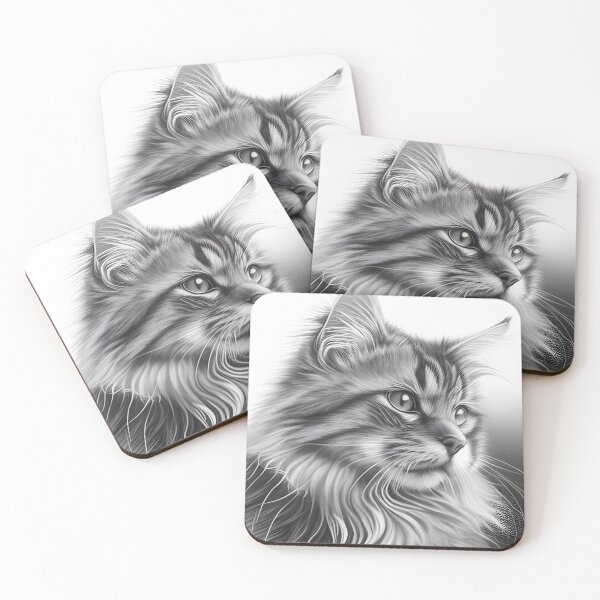 Item preview, Black and white cat pencil drawing designed and sold by Pencil-Art.