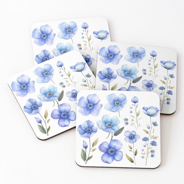 Item preview, Blue Flowers Elegance Watercolour  designed and sold by fluidwatercolor.