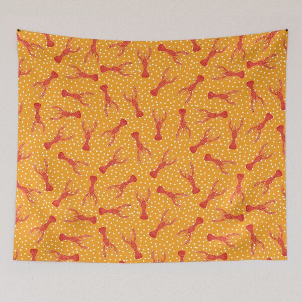 Item preview, Lobster Pattern on Yellow with white polka dots designed and sold by natalievmason.