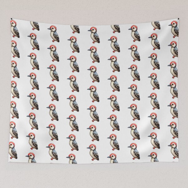 Item preview, Great spotted Woodpecker Kawaii UK Bird Inspired Art and Stickers designed and sold by CDC40.